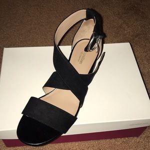 Wedge Strappy Black Sandal